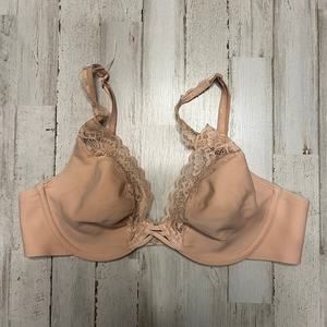 NEW Soma Women's‎ Unlined Lace Trim Plunge Bra 34C Beige